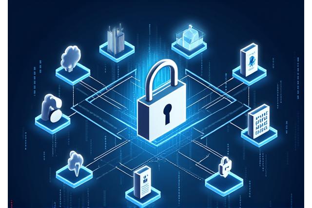 Concetto di sicurezza dei dati e privacy con lucchetto e icone digitali