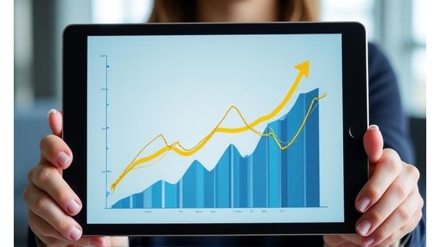 Grafico finanziario in crescita su tablet, simbolo di consulenza.