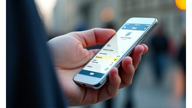 Persona che usa un'applicazione di digital banking sul telefono.